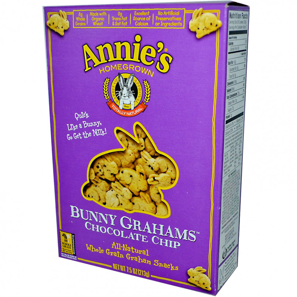   (Iherb) Annie's Homegrown, Bunny Grahams, Chocolate Chip, 7.5 oz (213 g)    -     , -, 