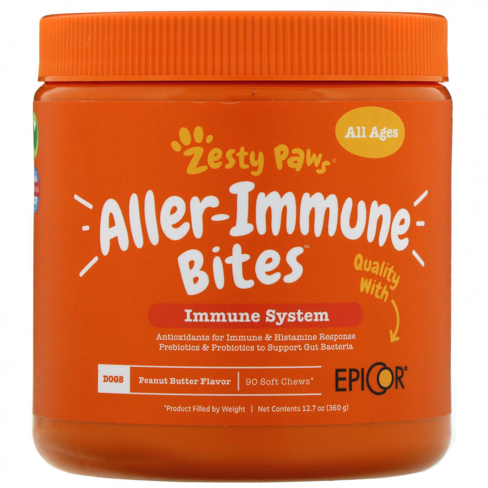   (Iherb) Zesty Paws, Aller-Immune Bites,   ,    , 90       -     , -, 