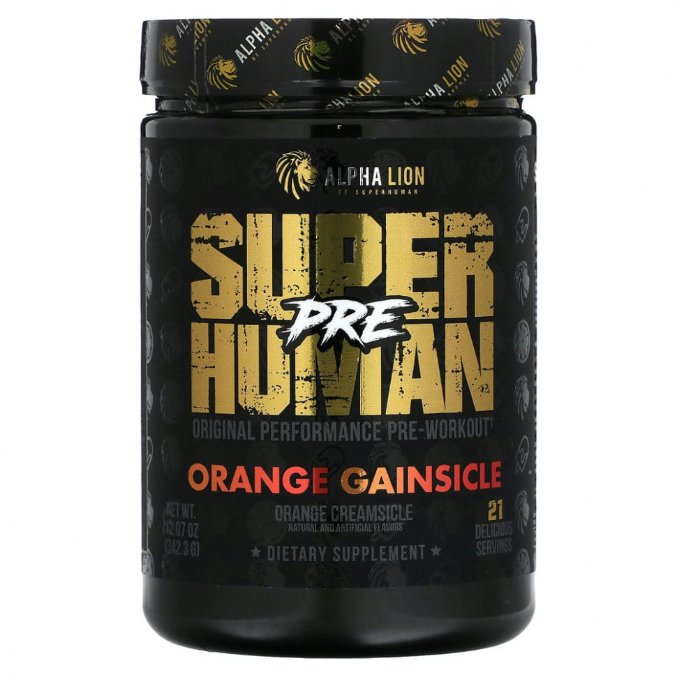   (Iherb) ALPHA LION, SuperHuman Pre, Orange Gainsicle,  , 342,3  (12,07 )    -     , -, 