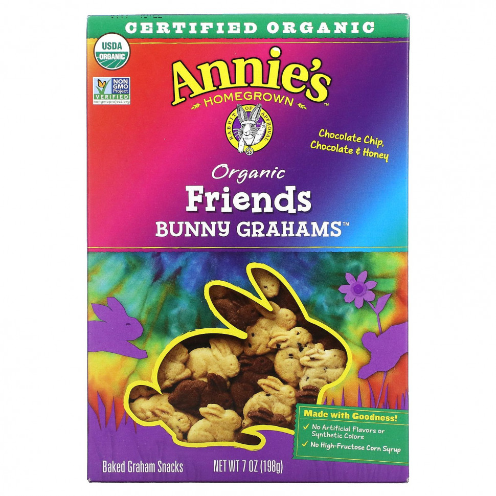 ���� ������ (Iherb) Annie's Homegrown, Organic Friends Baked Bunny Graham Snacks, ���������� ������, ������� � ���, 198 � (7 �����), ������ �� 1480 ���