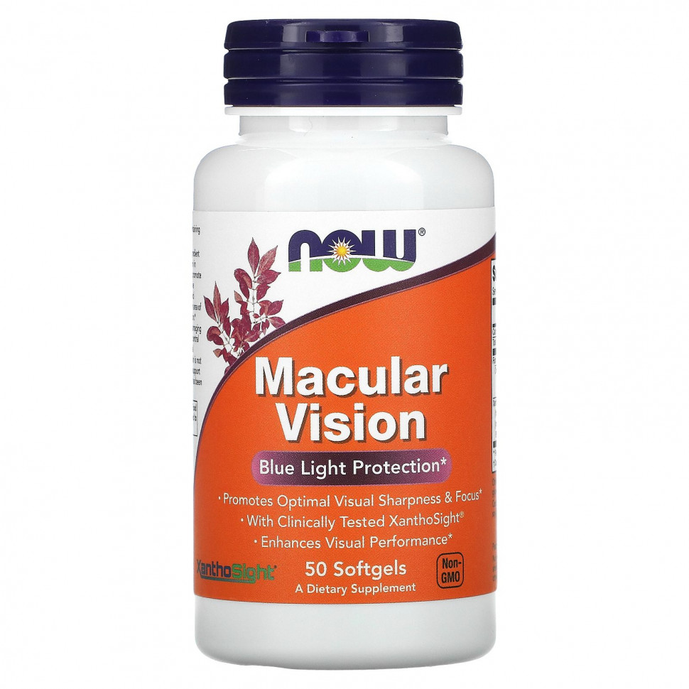   (Iherb) NOW Foods, Macular Vision, Blue Light Protection, 50 Softgels    -     , -, 