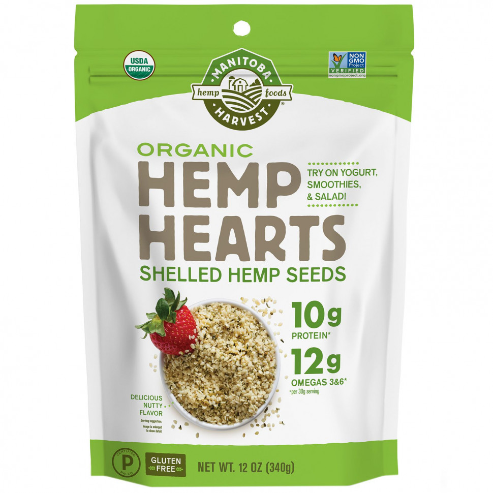 ���� ������ (Iherb) Manitoba Harvest, Hemp Hearts, ������������ ��������� ������ �������, � �������� ��������������, 340 � (12 �����), ������ �� 3580 ���