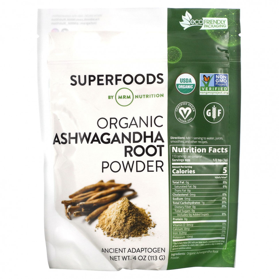   (Iherb) MRM Nutrition, Organic Ashwagandha Root Powder, 4 oz (113 g)    -     , -, 