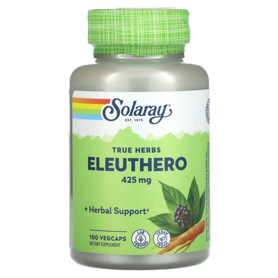   (Iherb) Solaray, True Herbs, Eleuthero, 425 , 100      -     , -, 