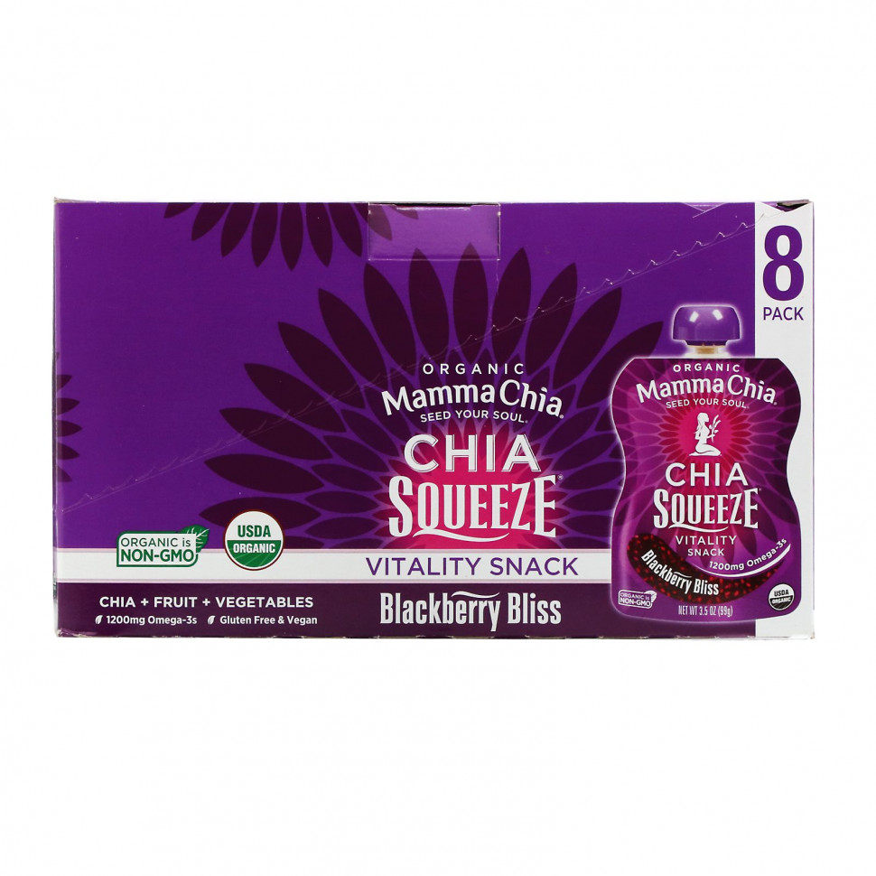 ���� ������ (Iherb) Mamma Chia, Organic Chia Squeeze, Vitality Snack, �������, 8 ������, 99 � (3,5 �����), ������ �� 3680 ���