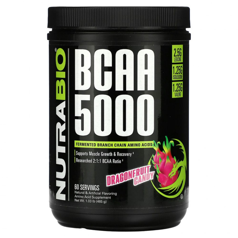 ���� ������ (Iherb) Nutrabio Labs, BCAA 5000, ������� �� ���������� ������, 465 � (1,03 �����), ������ �� 5500 ���