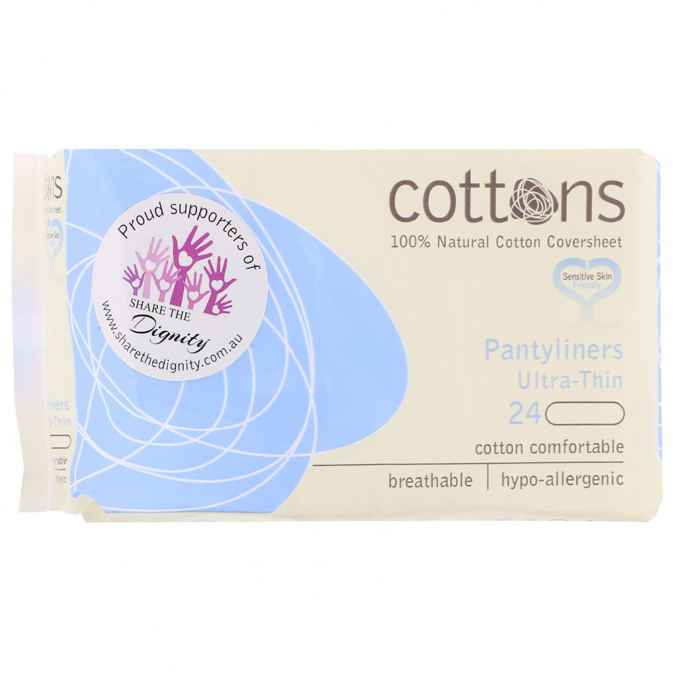 ���� ������ (Iherb) Cottons, ���������� ��������� � ����������� ����� �� 100% ������� ������, ������������, 24 ��., ������ �� 1020 ���