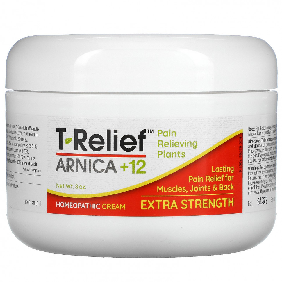   (Iherb) MediNatura, T-Relief, Plant-Based Extra Strength Pain Cream, 8 oz    -     , -, 