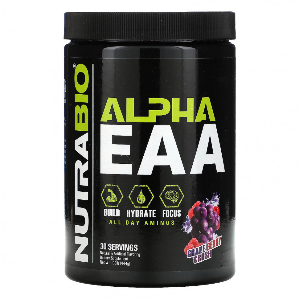   (Iherb) NutraBio Labs, Alpha EAA, Grape Berry Crush, 0.98 lb (444 g)    -     , -, 