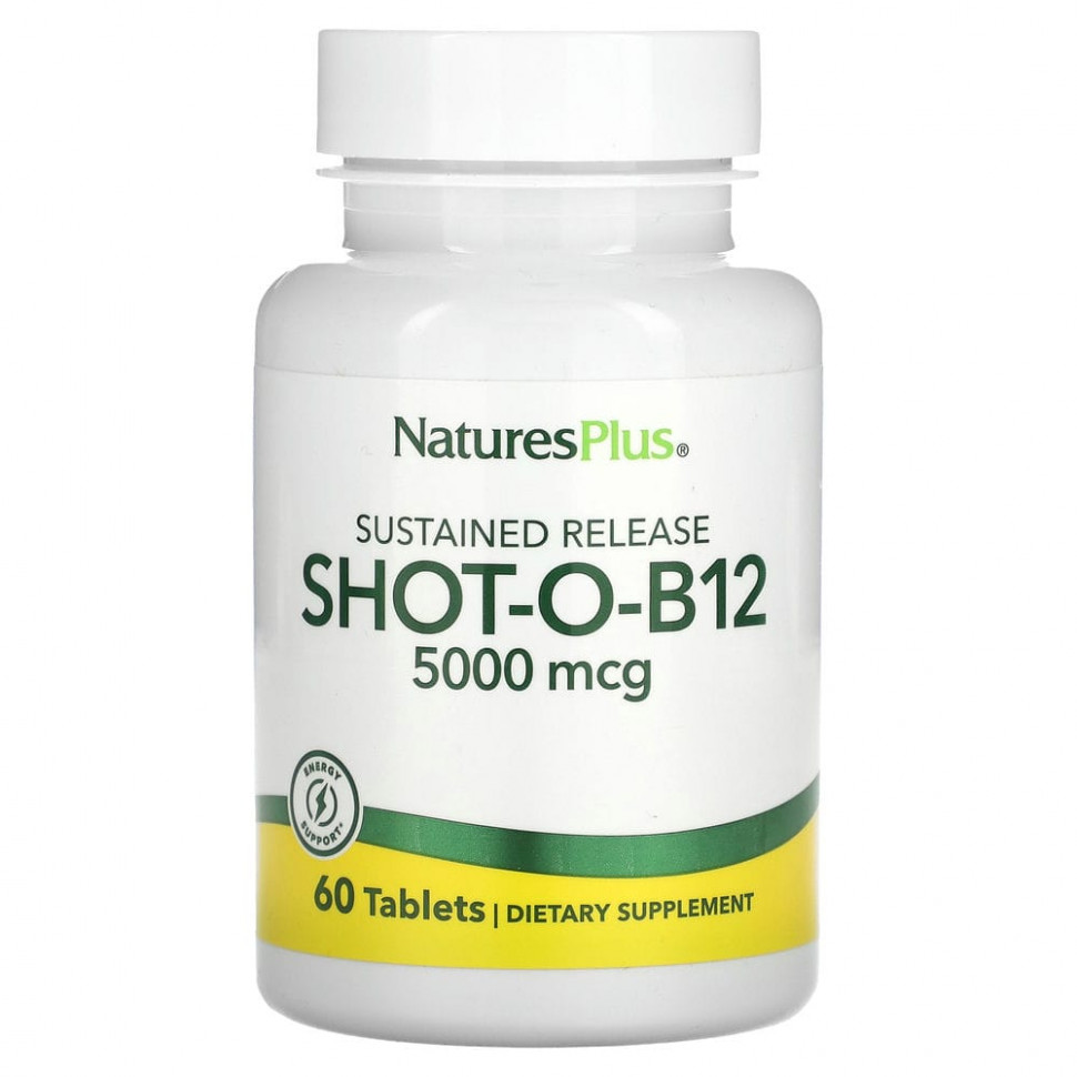 ���� ������ (Iherb) NaturesPlus, Shot-O-B12 � ����������� ��������������, 5000 ���, 60 ��������, ������ �� 6080 ���