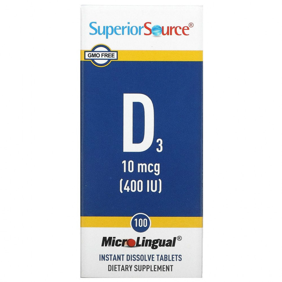   (Iherb) Superior Source, MicroLingual,  D3, 400 IU, 100     -     , -, 