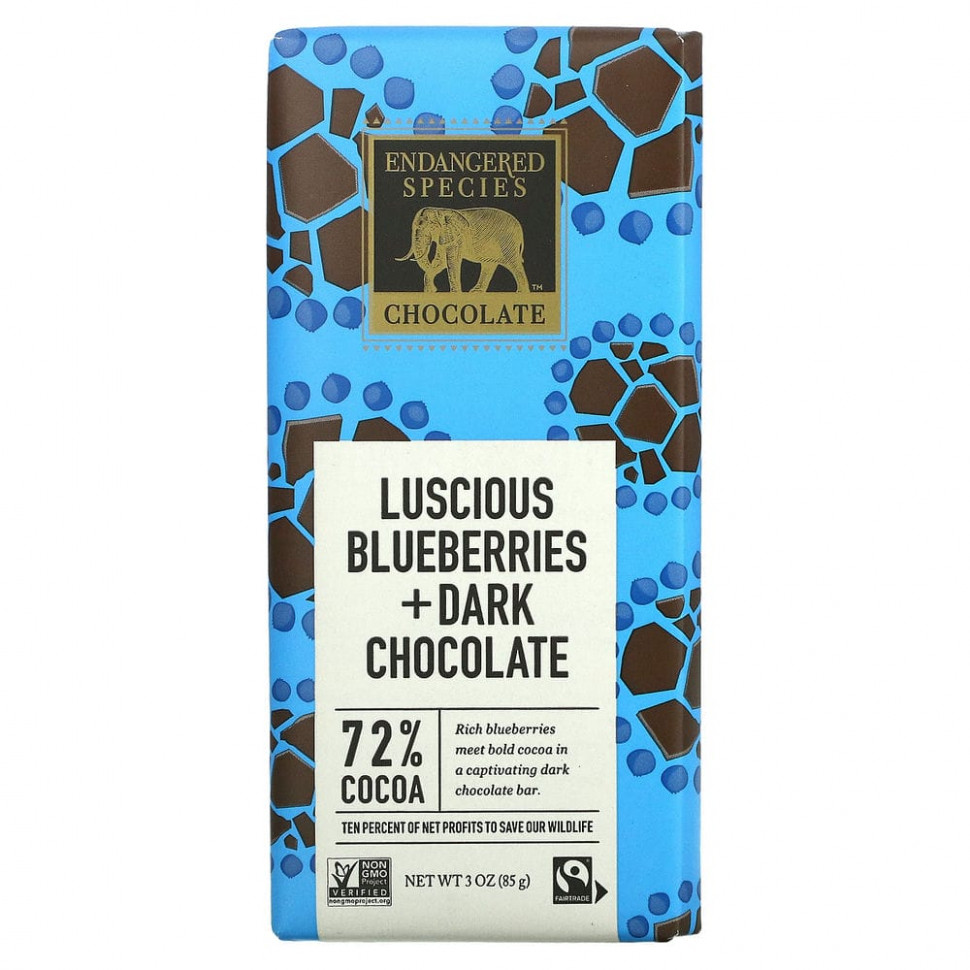 ���� ������ (Iherb) Endangered Species Chocolate, �������� � ������ ��������, 72 % �����, 85 � (3 �����), ������ �� 710 ���