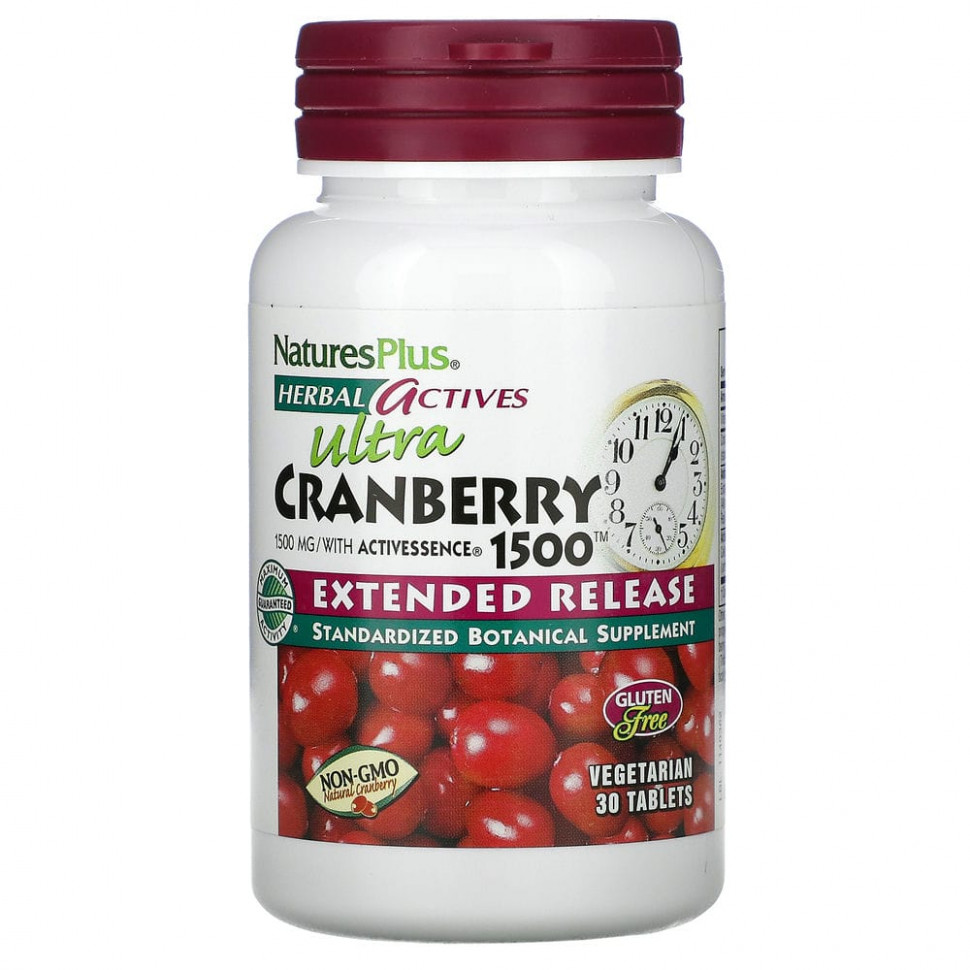 ���� ������ (Iherb) NaturesPlus, Herbal Actives, Ultra Cranberry 1500, 1500 ���, 30 ��������, ������ �� 3920 ���