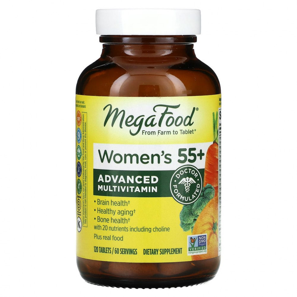 ���� ������ (Iherb) MegaFood, Multi for Women 55+, �������� ��������� � �������������� ��� ������ ������ 55 ���, 120 ��������, ������ �� 9210 ���