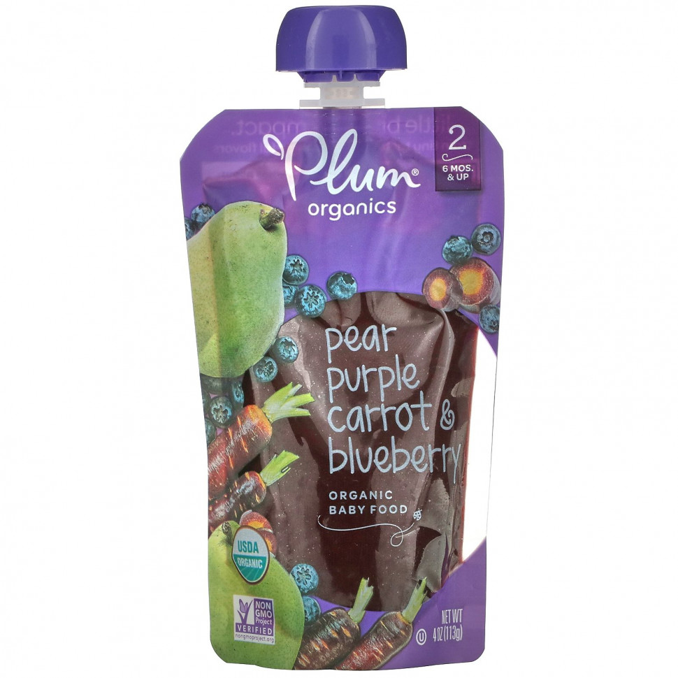 ���� ������ (Iherb) Plum Organics, ������������ ������� �������, ���� 2, �����, ��������� ������� � �������, 4 ����� (113 �), ������ �� 570 ���