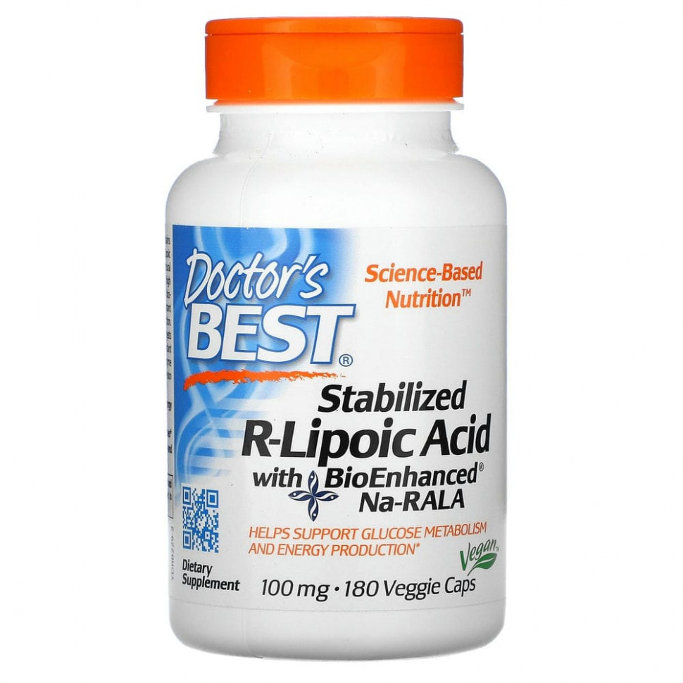 ���� ������ (Iherb) Doctor's Best, ����������������� R-�������� ������� � BioEnhanced Na-RALA, 100 ��, 180 �������������� ������, ������ �� 9770 ���