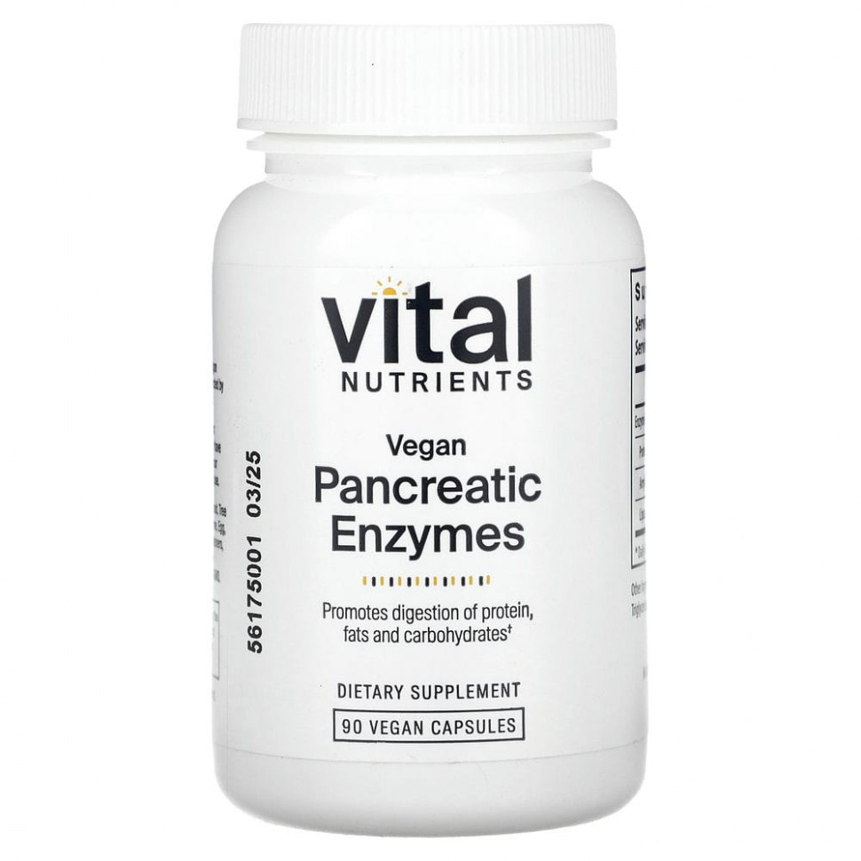   (Iherb) Vital Nutrients, Vegan Pancreatic Enzymes , 90 Capsules    -     , -, 