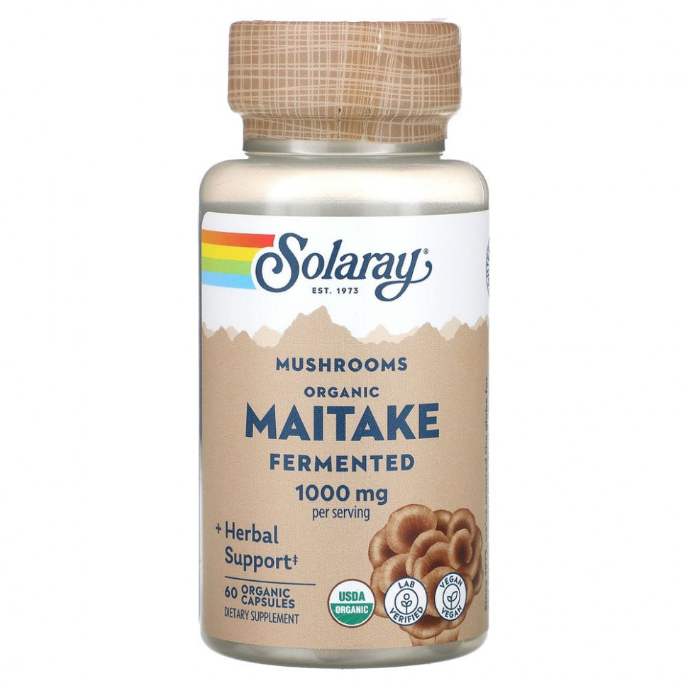 ���� ������ (Iherb) Solaray, Fermented Maitake, Mushrooms, 500 mg, 60 Organic Capsules, ������ �� 3480 ���