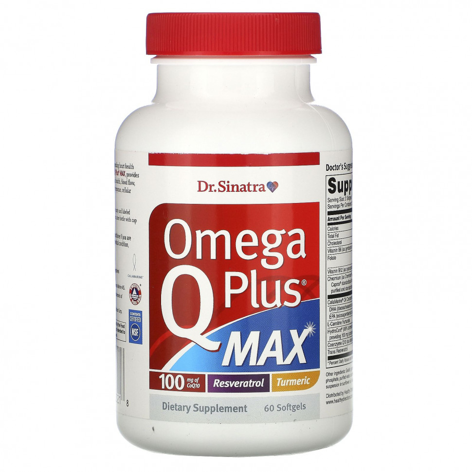   (Iherb) Dr. Sinatra, Omega Q Plus MAX, 60 Softgels    -     , -, 