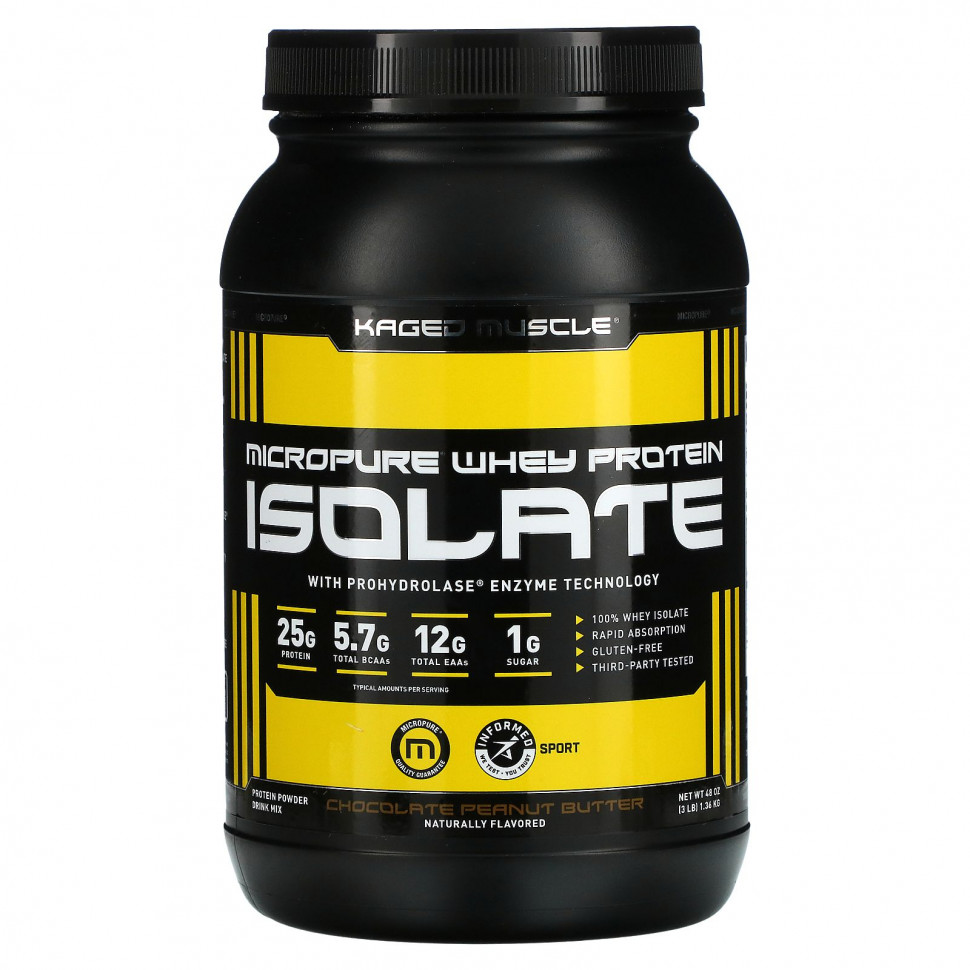 ���� ������ (Iherb) Kaged Muscle, ������ ������������� �������� MicroPure, ������� � ���������� ������, 1,36 �� (3 �����), ������ �� 13390 ���