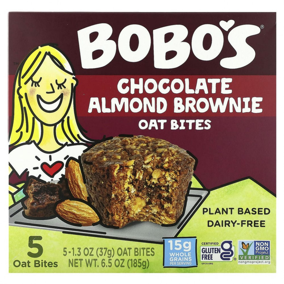 ���� ������ (Iherb) Bobo's Oat Bars, ������� ������� � ��������� � ��������, 5 �������� �� 37 � (1,3 �����), ������ �� 1160 ���