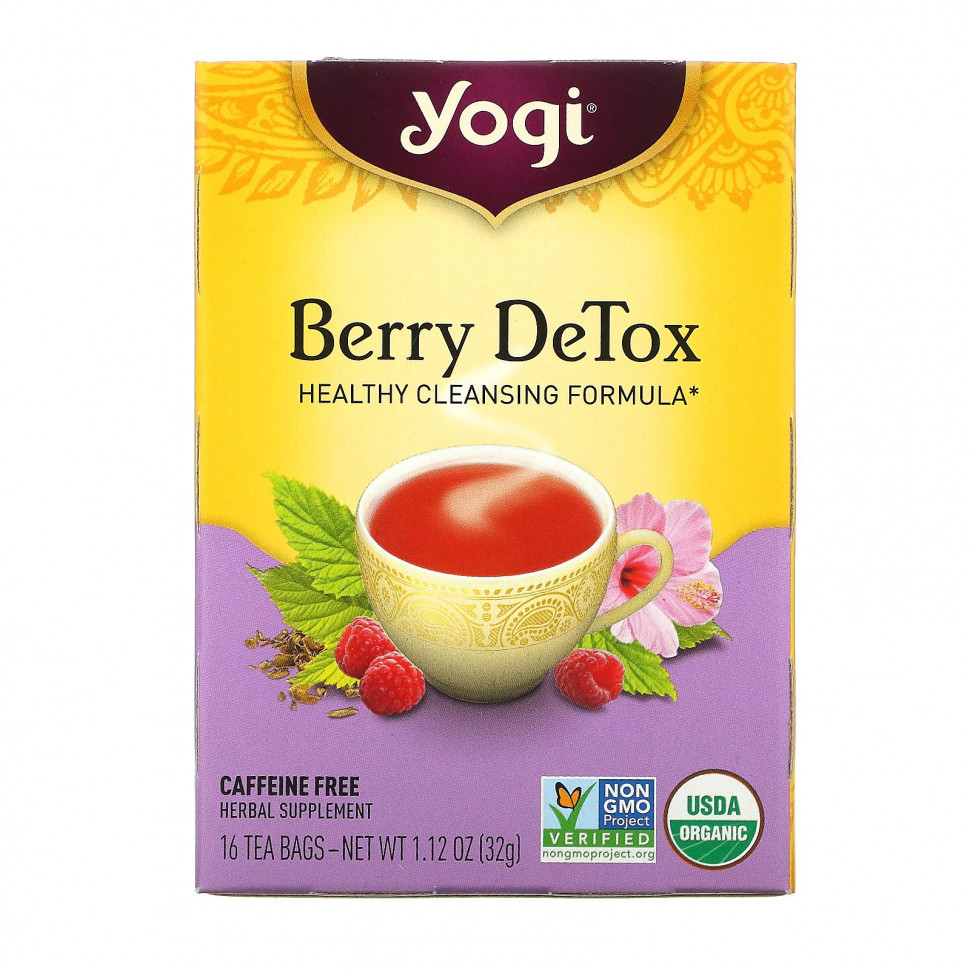 ���� ������ (Iherb) Yogi Tea, Berry DeTox, ������� ���, ��� �������, 16 ������ ���������, 32 � (1,12 �����), ������ �� 940 ���