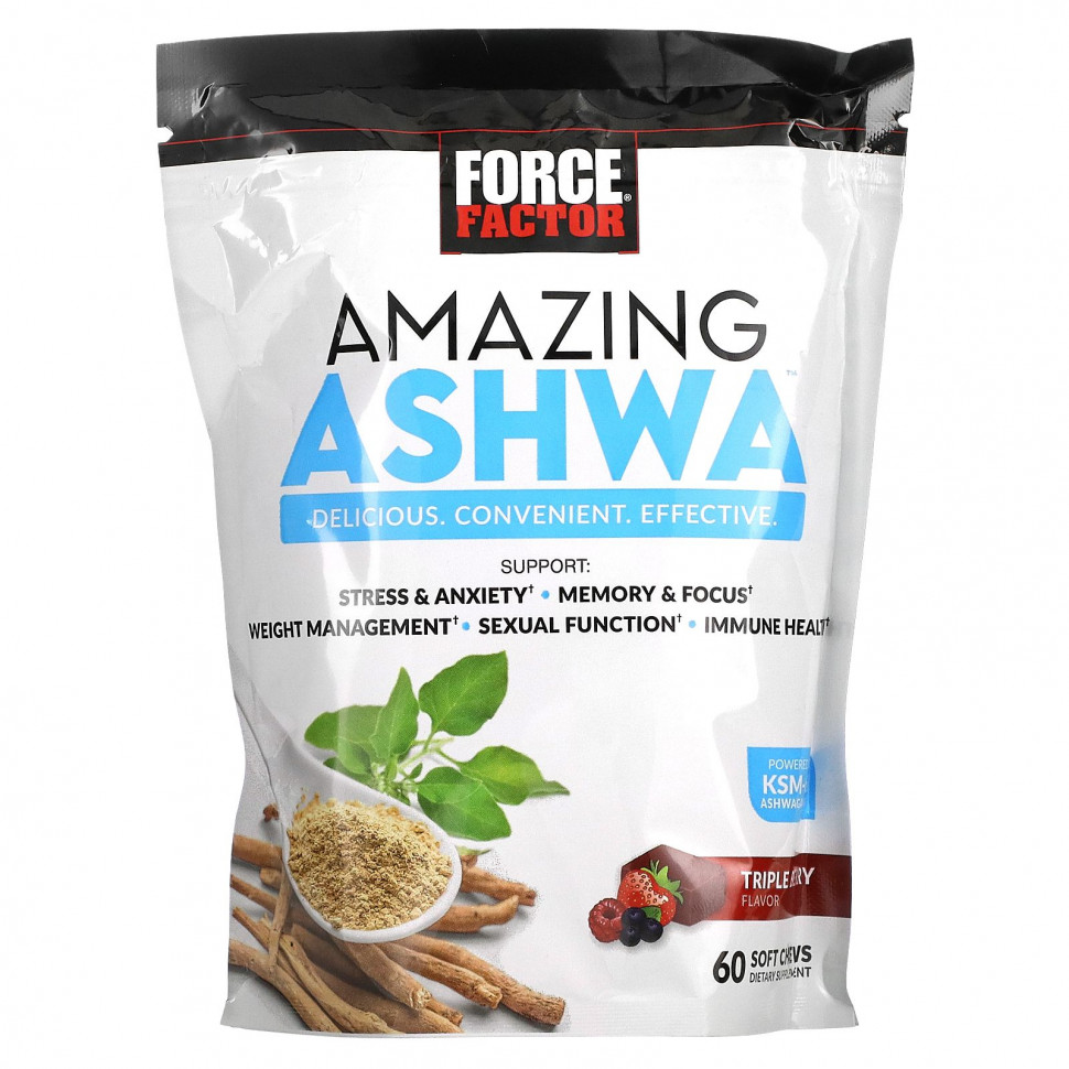���� ������ (Iherb) Force Factor, Amazing Ashwa, ������� �����, 60 ����������� ��������, ������ �� 3820 ���