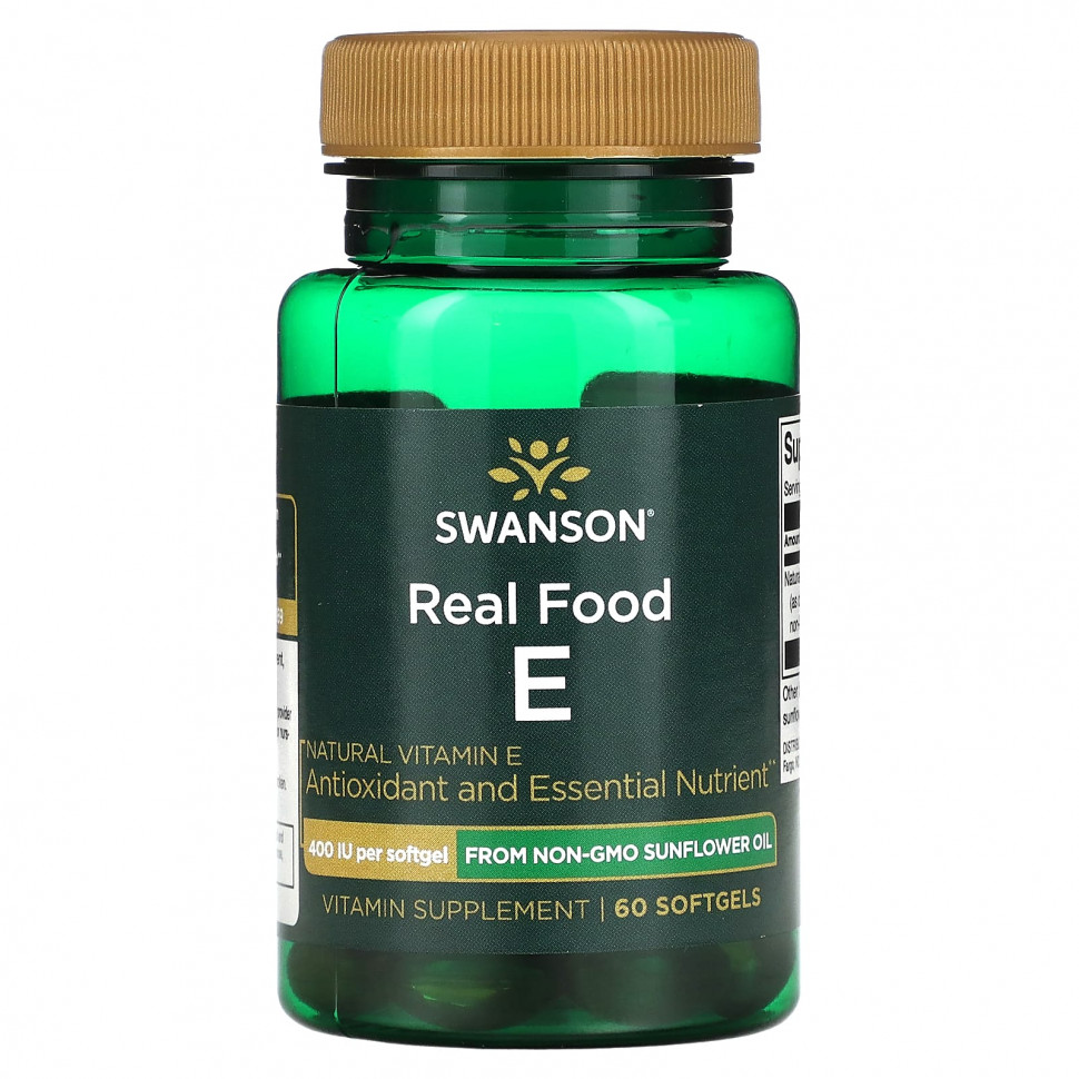   (Iherb) Swanson, Real Food E, 400 , 60      -     , -, 