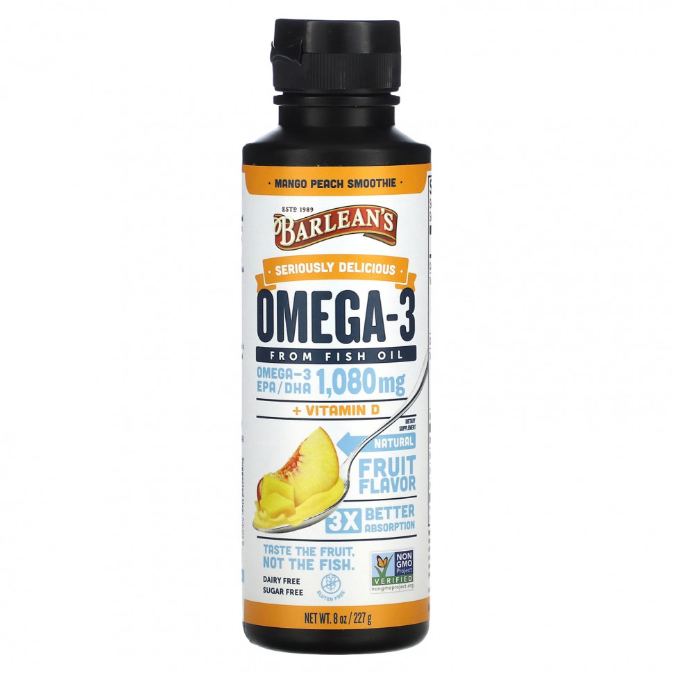 ���� ������ (Iherb) Barlean's, Seriously Delicious, �����-3 �� ������� ����, ����� �� ����� � �������, 1080 ��, 227 � (8 �����), ������ �� 3250 ���