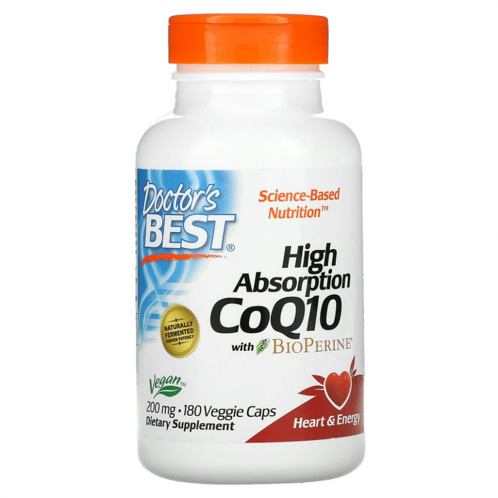 ���� ������ (Iherb) Doctor's Best, ������� Q10 � ������� �������� �����������, � BioPerine, 200 ��, 180 �������������� ������, ������ �� 9260 ���