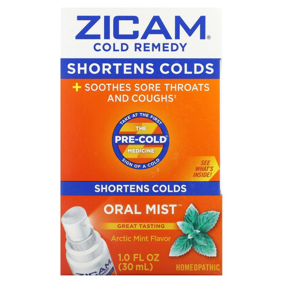   (Iherb) Zicam, Cold Remedy, Oral Mist, Arctic Mint, 1.0 fl oz (30 ml)    -     , -, 