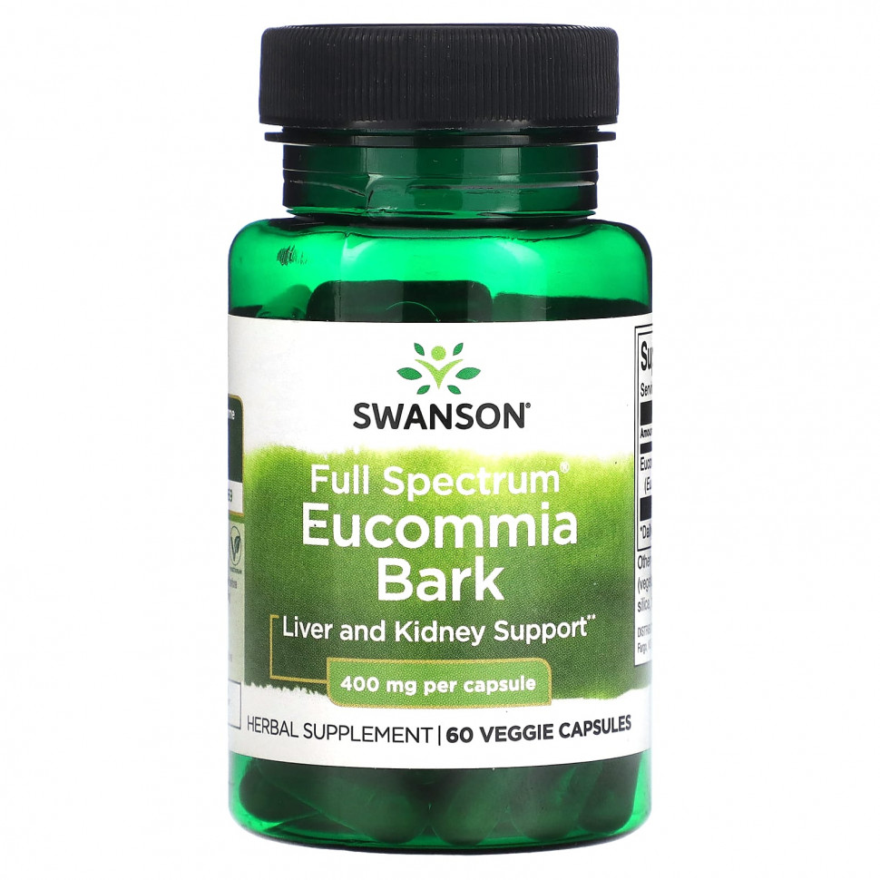 ���� ������ (Iherb) Swanson, Full Spectrum Eucommia Bark, 400 ��, 60 ������������ ������, ������ �� 1130 ���