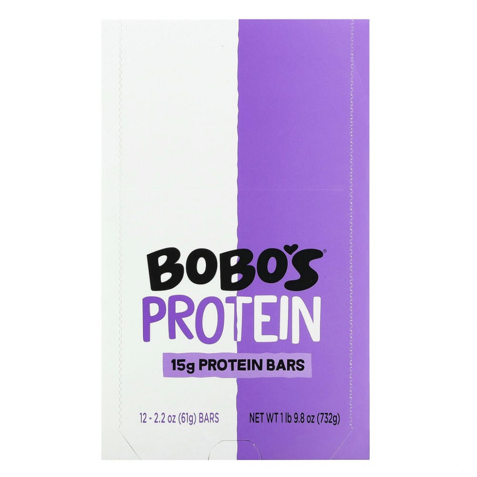 ���� ������ (Iherb) Bobo's Oat Bars, Protein Bars, ���������� ����� � ������� ���������, 12 ����������, 61 � (2,2 �����), ������ �� 6410 ���