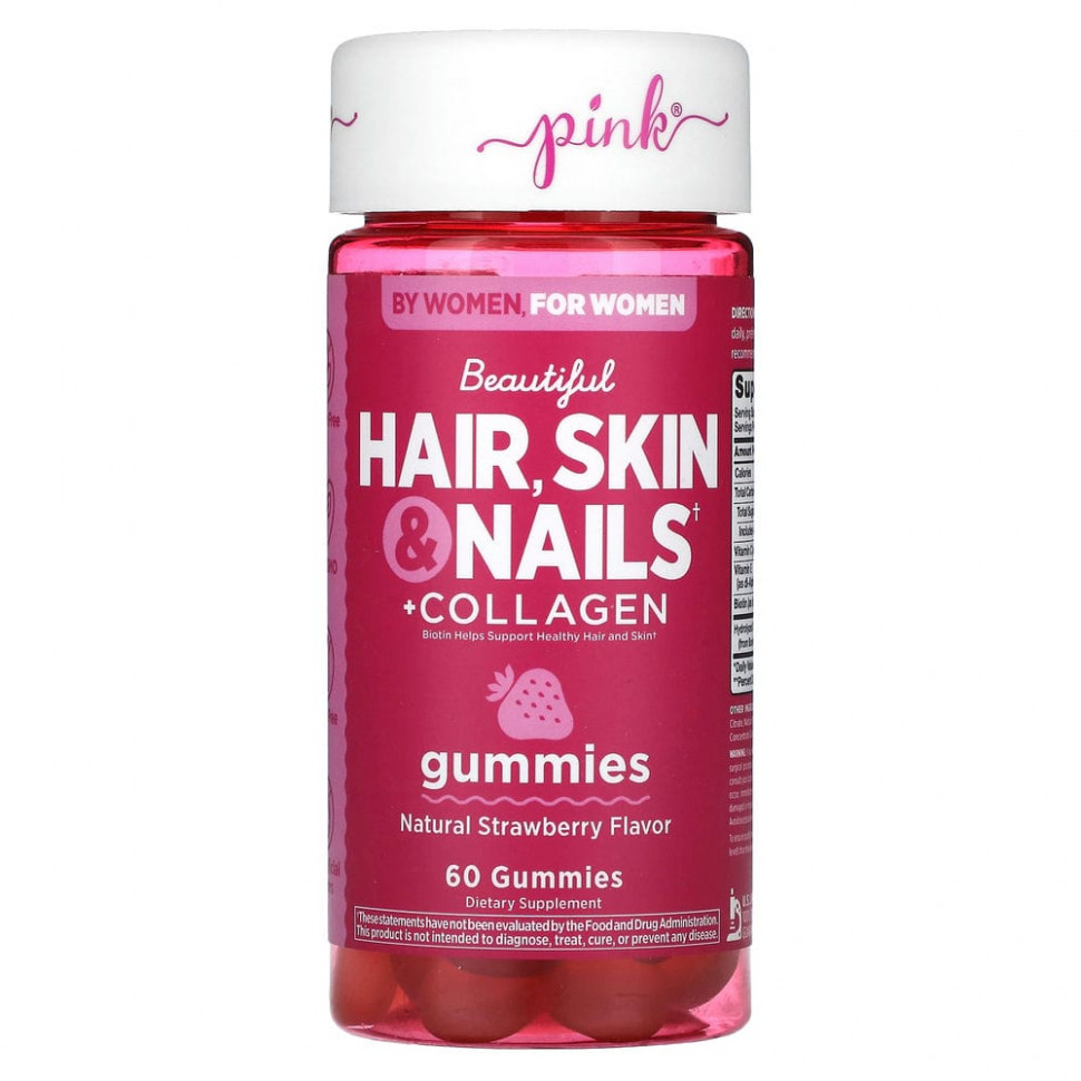 ���� ������ (Iherb) Pink, Beautiful Hair, Skin & Nails + Collagen, ����������� ��������, 60 ����������� ��������, ������ �� 2280 ���