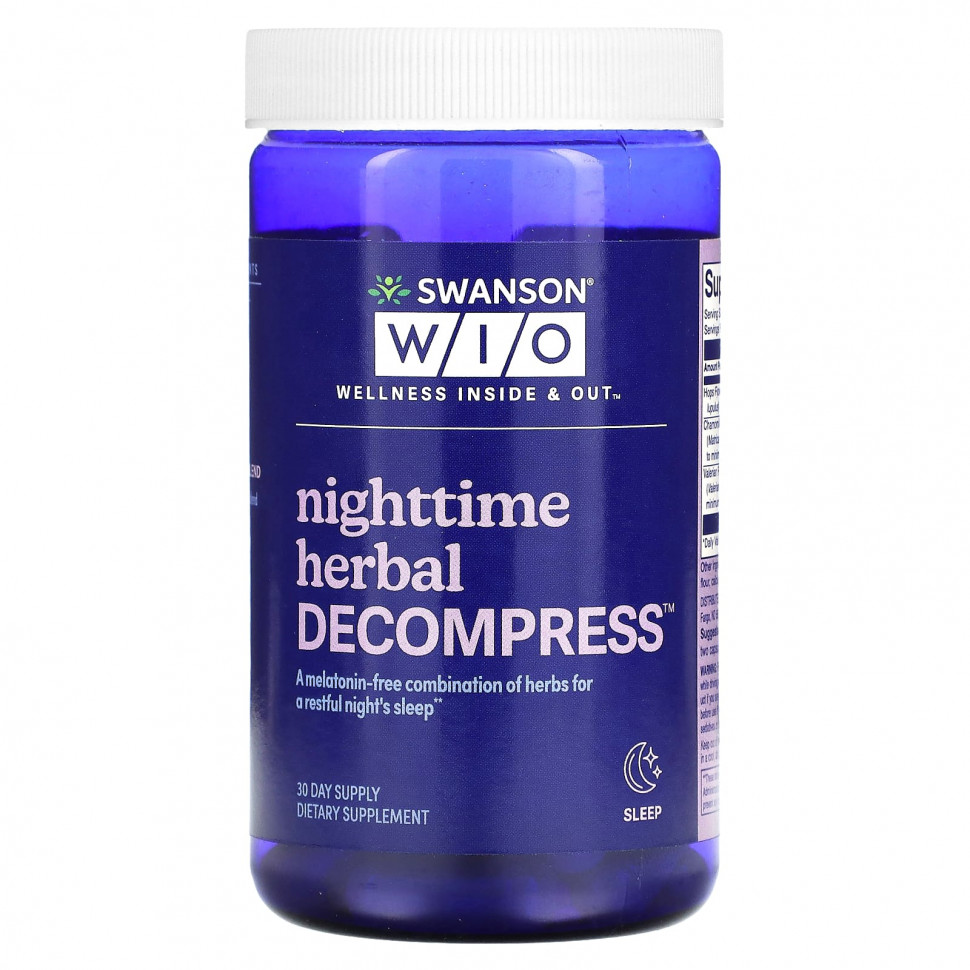   (Iherb) Swanson WIO, Nighttime Herbal Decompress, 30     -     , -, 