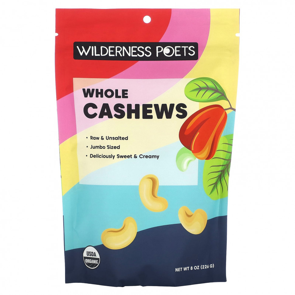   (Iherb) Wilderness Poets, Cashews (Anacardium Occidentale), 8 oz (226.8 g)    -     , -, 