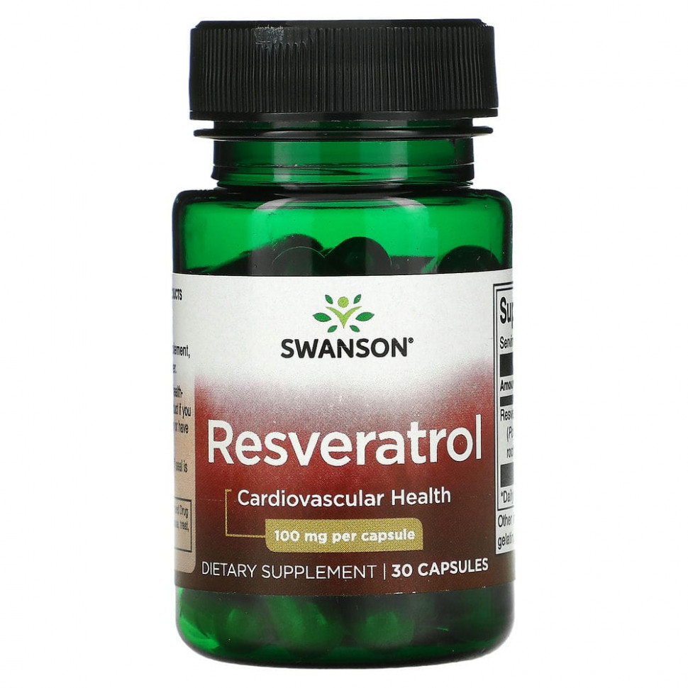   (Iherb) Swanson, Resveratrol, Cardiovascular, 100 mg, 30 Capsules    -     , -, 