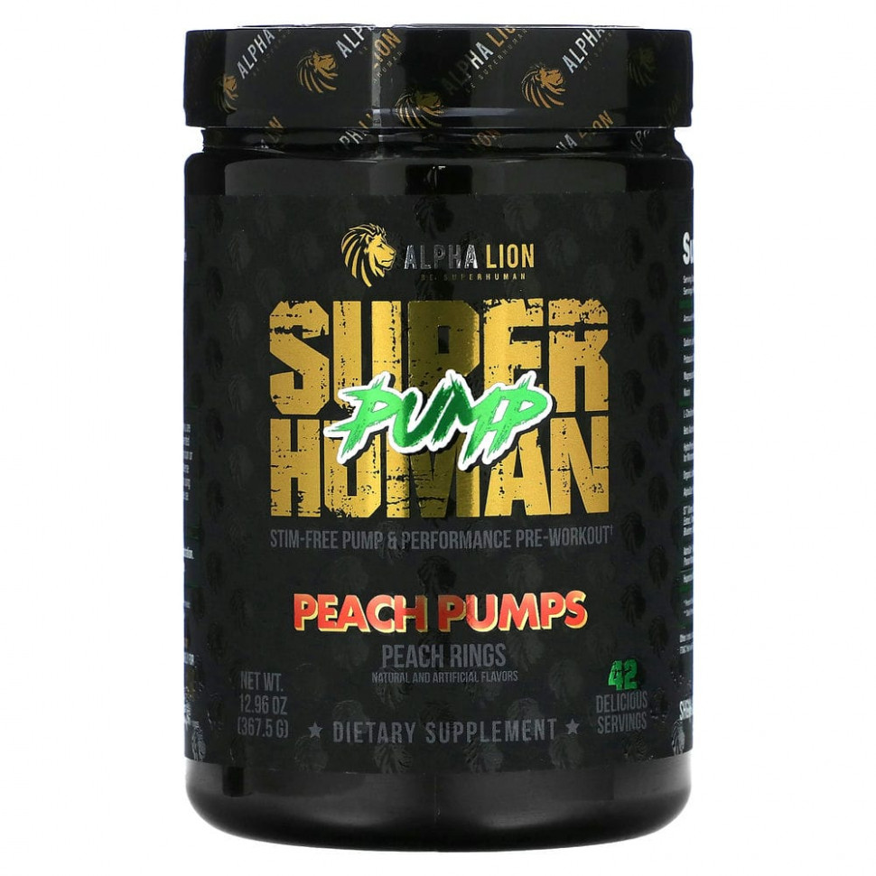 ���� ������ (Iherb) ALPHA LION, SuperHuman Pump, Peach Pumps, ���������� ������, 367,5 � (12,96 �����), ������ �� 8230 ���