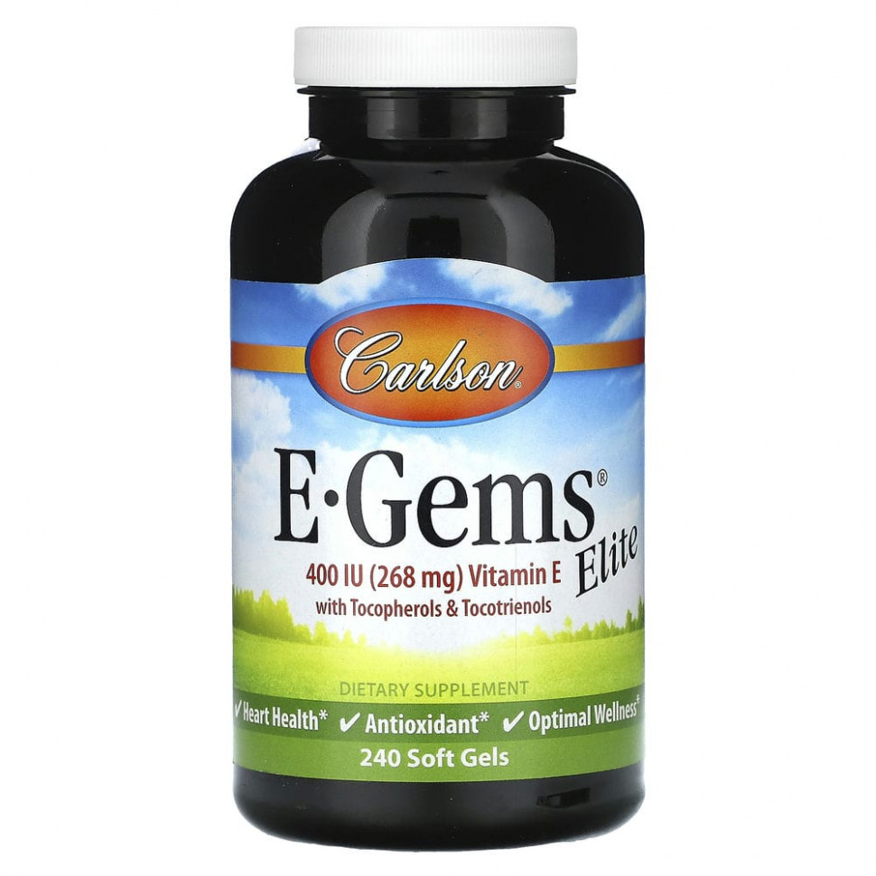 ���� ������ (Iherb) Carlson, E-Gems Elite, ������� E � ������������ � ��������������, 268 �� (400 ��), 240 ������ ��������, ������ �� 15610 ���