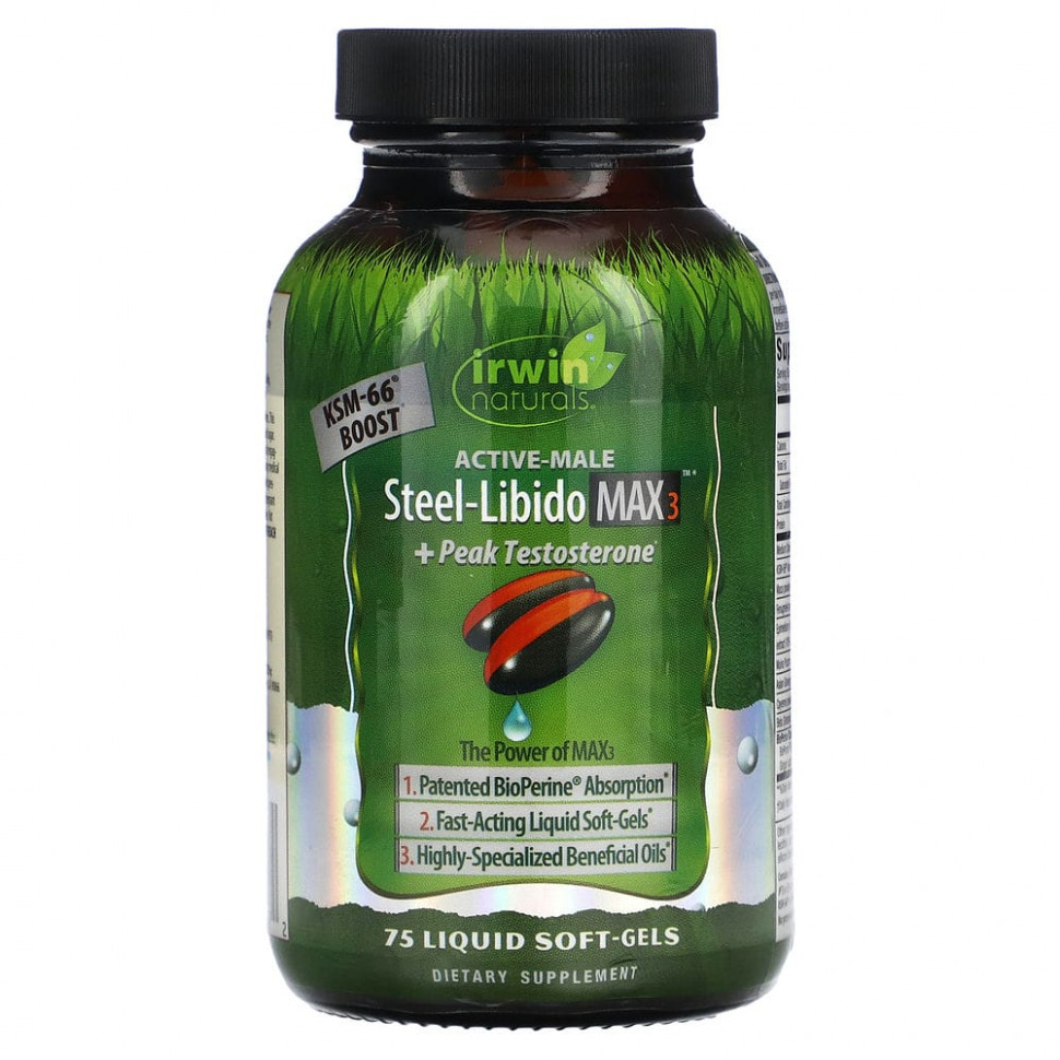   (Iherb) Irwin Naturals, Steel Libido Max 3 + Peak Testosterone, 75      -     , -, 