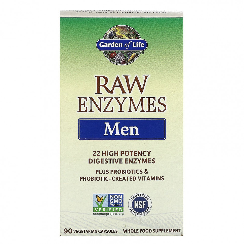 ���� ������ (Iherb) Garden of Life, RAW Enzymes, �������� ��� ������, 90 �������������� ������, ������ �� 8120 ���