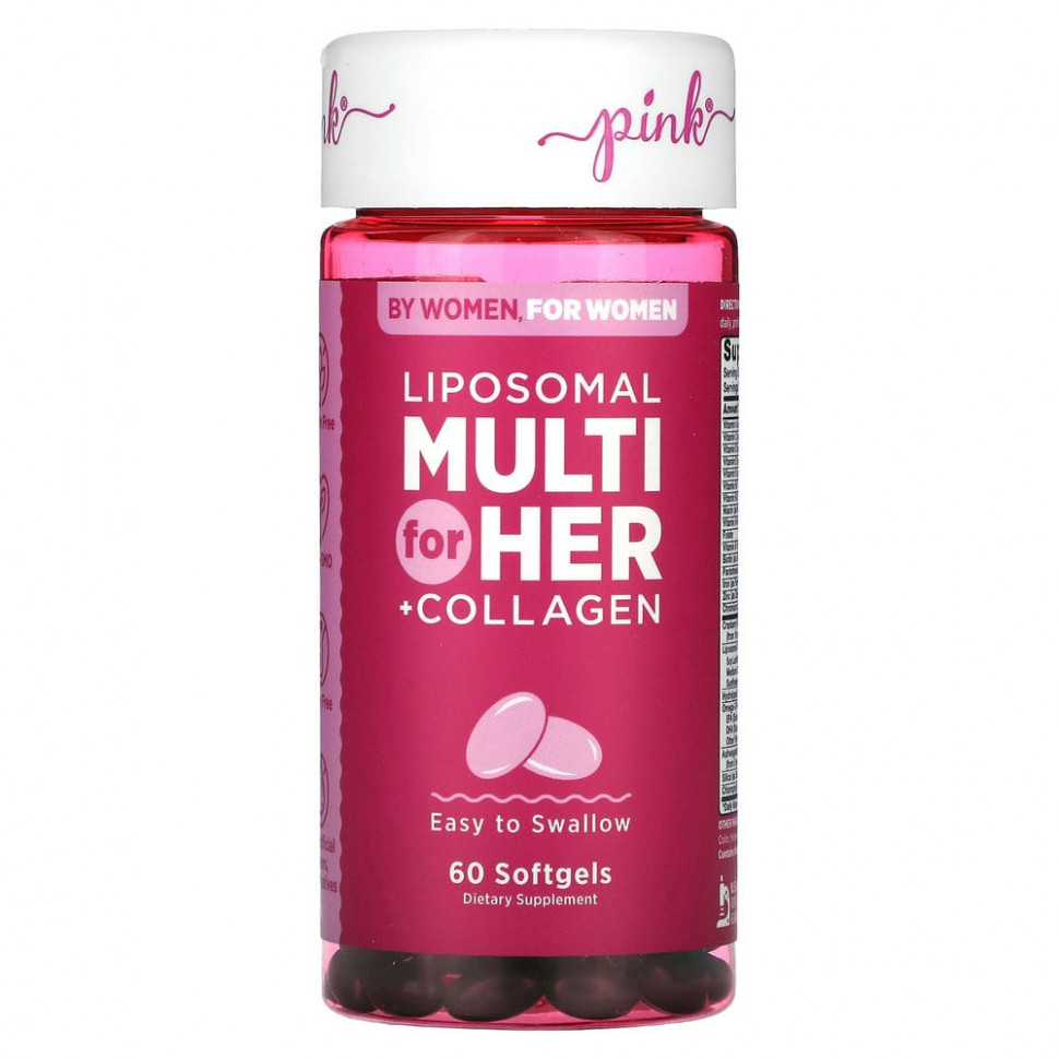 ���� ������ (Iherb) Pink, Liposomal Multi For Her + Collagen, 60 ������ ��������, ������ �� 2990 ���