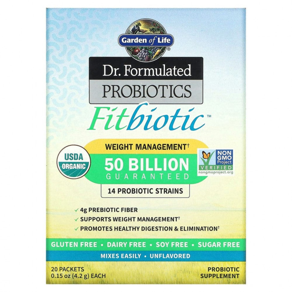 ���� ������ (Iherb) Garden of Life, Dr. Formulated Probiotics Fitbiotic, ������������ �������, ����� �����������, ��� �������, 20 ��������� �� 4,2 � (0,15 �����), ������ �� 6920 ���