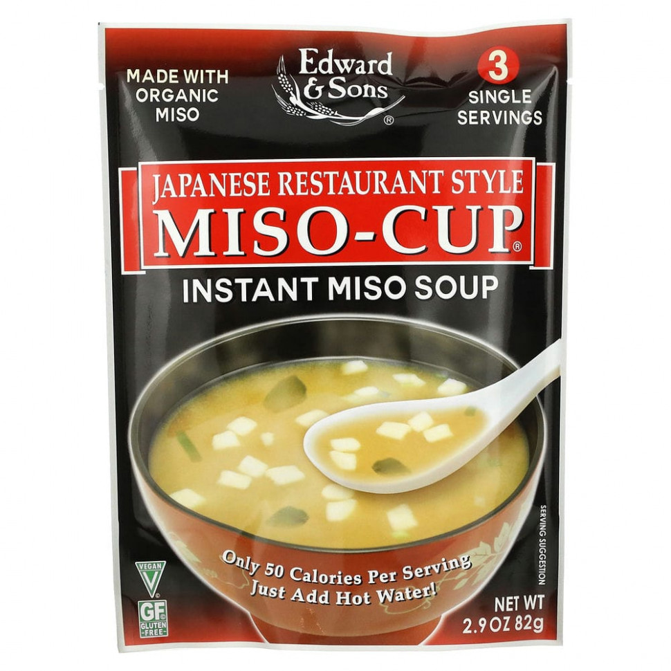���� ������ (Iherb) Edward & Sons, Edward & Sons, Miso-Cup, Japanese Restaurant Style, 3 Individual Servings, ������ �� 820 ���