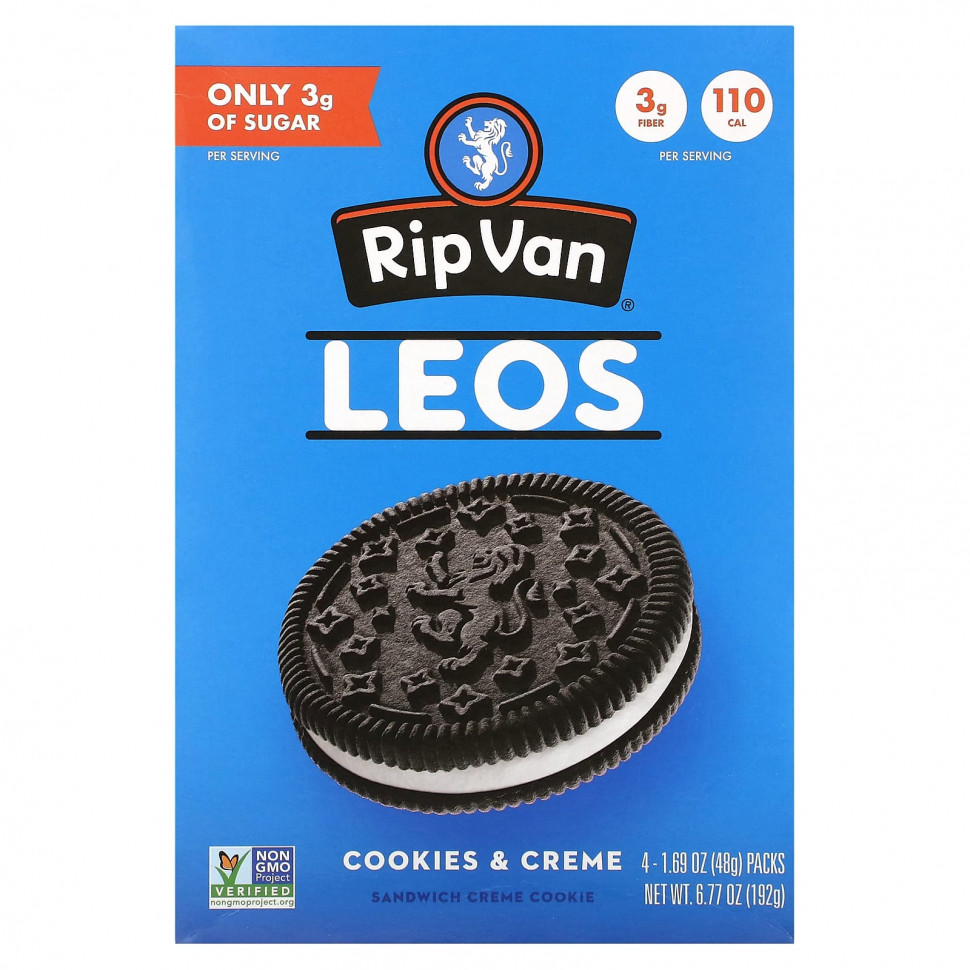 ���� ������ (Iherb) Rip Van Wafels, Leos, ������� � ����, 4 �������� �� 48 � (1,69 �����), ������ �� 1400 ���