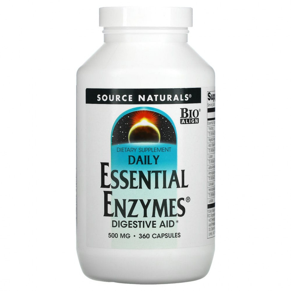 ���� ������ (Iherb) Source Naturals, Daily Essential Enzymes, ��������������� �������� ��� ����������� �������������, 500 ��, 360 ������, ������ �� 6610 ���