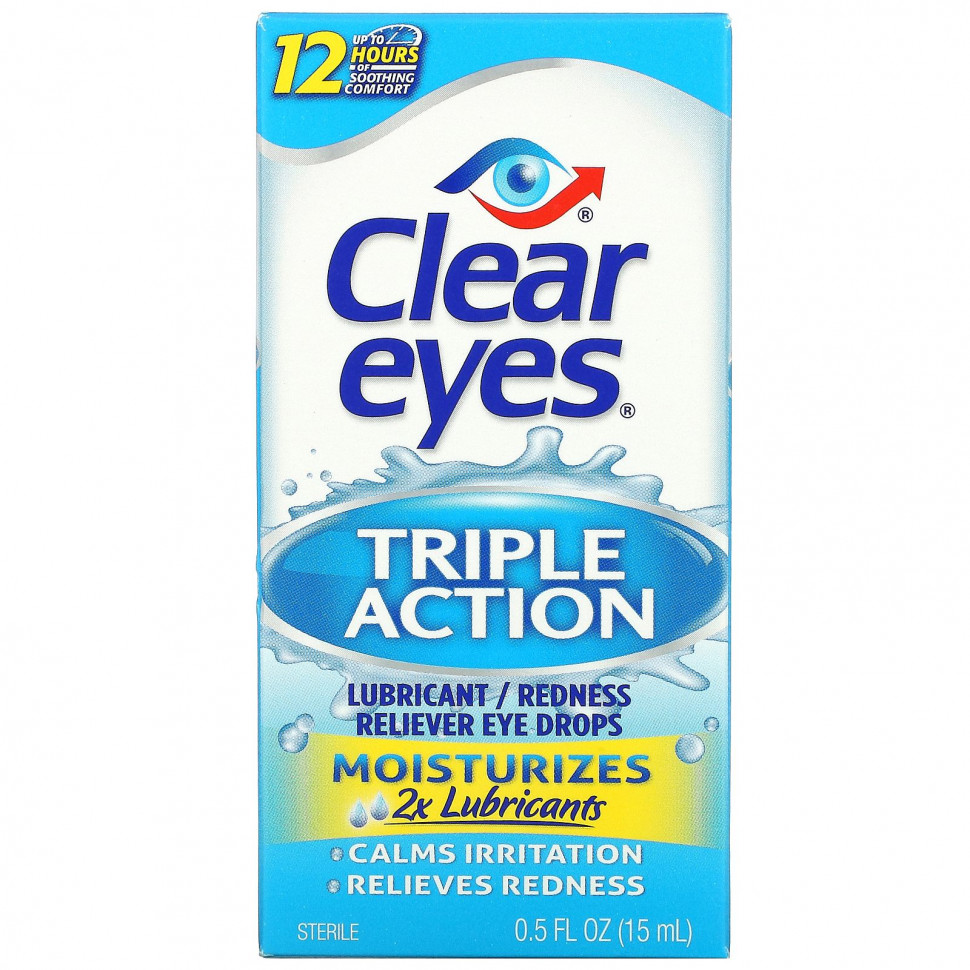 ���� ������ (Iherb) Clear Eyes, Triple Action, ����������� / ��������� ����������� ����� ��� ����, 15 �� (0,5 ����. �����), ������ �� 1120 ���