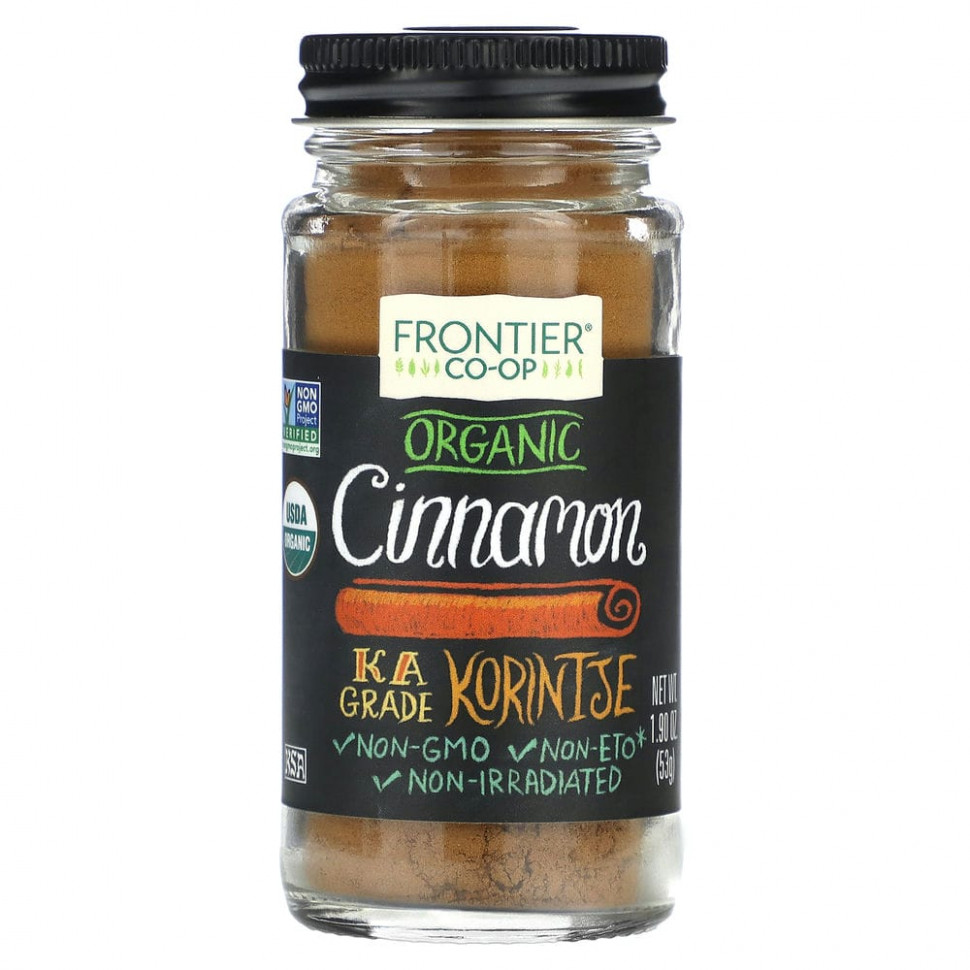   (Iherb) Frontier Co-op, Organic Cinnamon, 1.9 oz (53 g)    -     , -, 