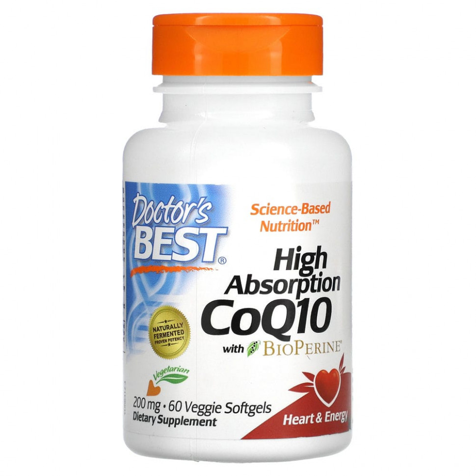 ���� ������ (Iherb) Doctor's Best, ������� Q10 � ������� �������� ����������, � BioPerine, 200 ��, 60 �������������� ������ ��������, ������ �� 4110 ���