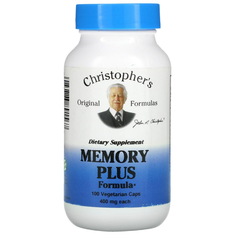   (Iherb) Christopher's Original Formulas, Memory Plus Formula, 450 mg, 100 Vegetarian Caps    -     , -, 